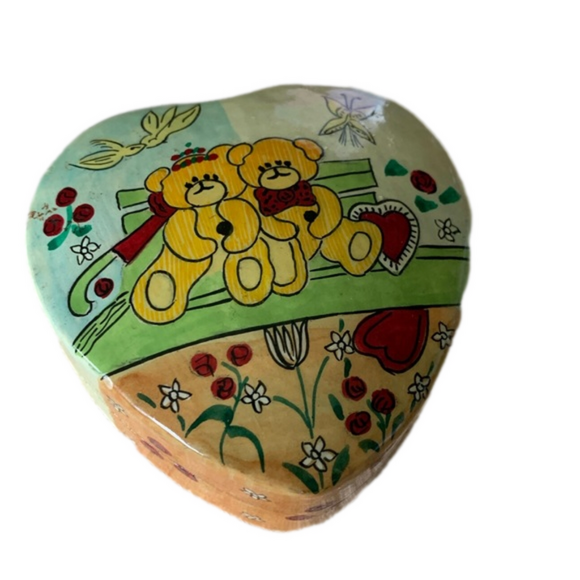 Other - Heart trinket box with teddy bears